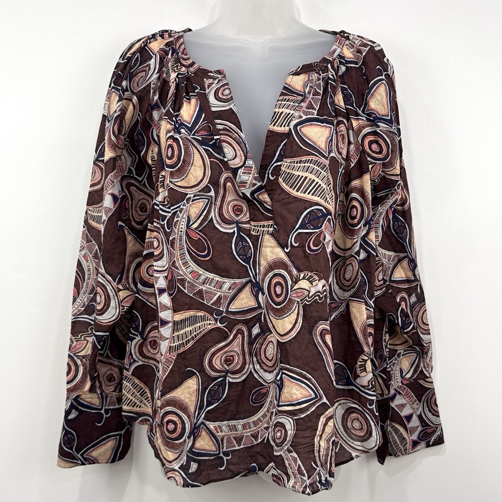 ALC Nomad Top 2 Bitter Chocolate Lightweight Artsy Boho Cotton Hi Lo Oversized